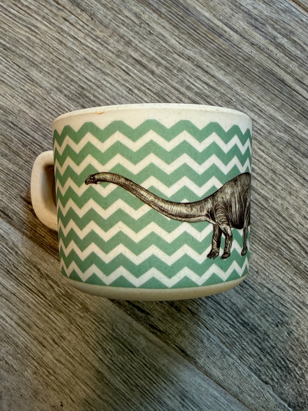 Love Mae Dinosaur Feast Bamboo Cup Small Green Chevrons Lightweight